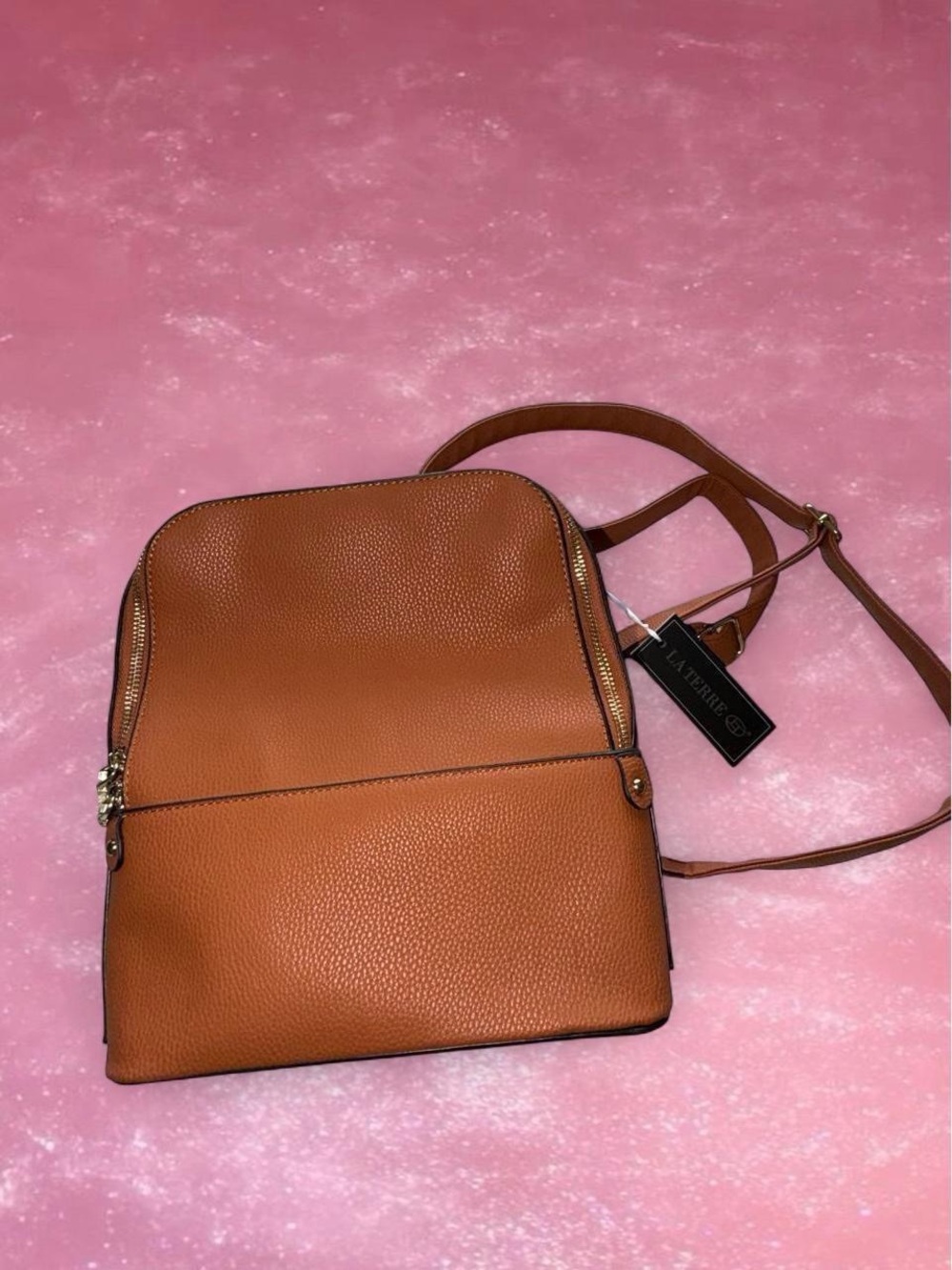 La Terre Tan Vegan Leather Bag - Casual Womens Backpack